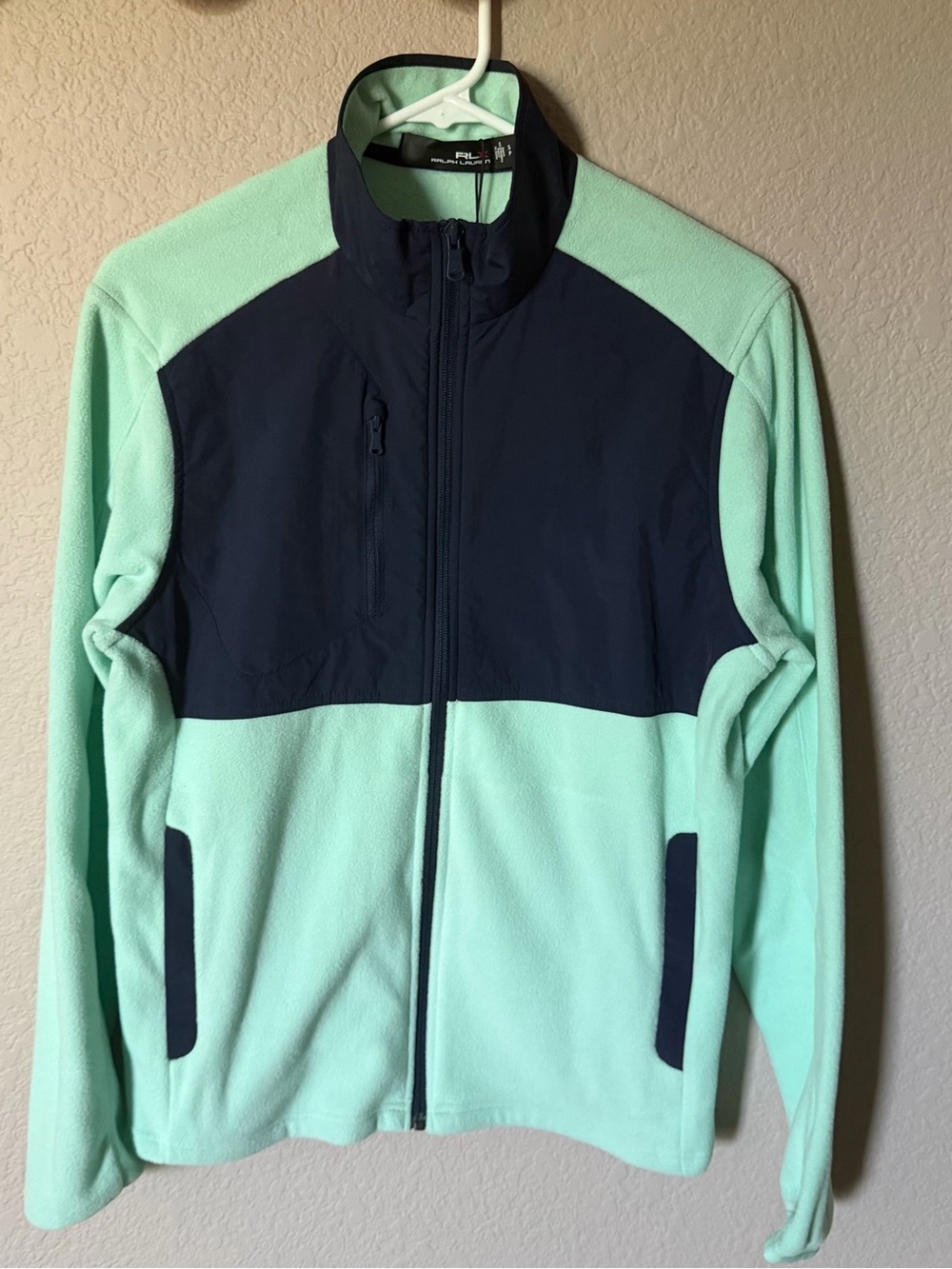 RLX RALPH LAUREN Mens Small Golf Full Zip Jacket Zip Pockets Green Navy $198